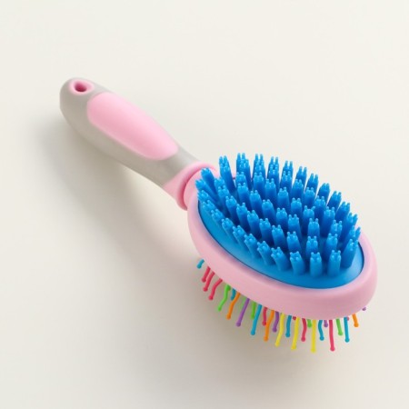 Bilateral brush - comb with wavy teeth, middle, 6 x 19 cm, pink-1