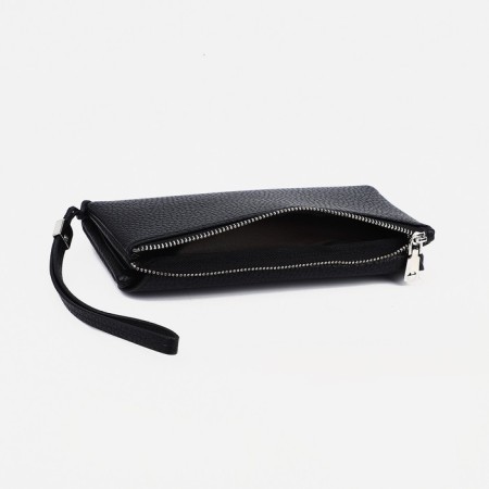 Male purse on the button, external pocket, with a pen, black color-2