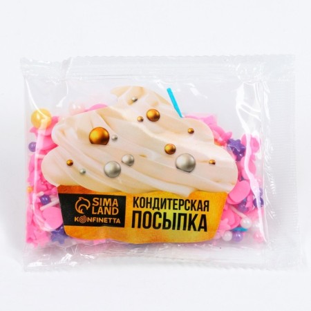 Sprinking confectionery figured "hearts": pink, purple, yellow, 25 g.-1