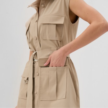 Women's dress Minaku: Safari Mini Beige Color, Rr. 48-3