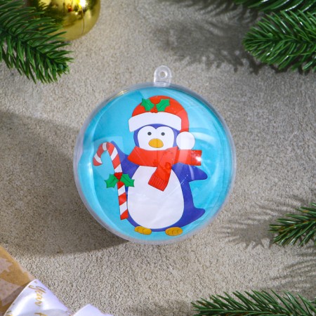 Christmas tree decoration for painting "Penguin" Size: 8 cm; 2 pcs., Brush