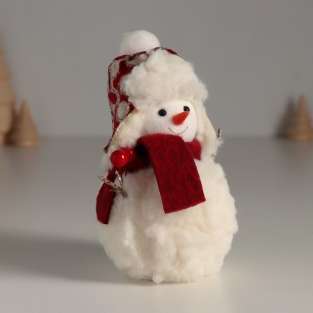 Souvenir Textile "Snowman in a scarf with berries in the hands" 7.5x7.5x12.5 cm-1