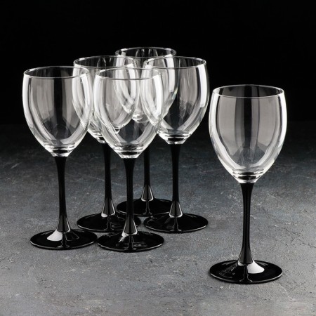 A set of glass glasses for the wine "Domino", 350 ml, 6 pcs