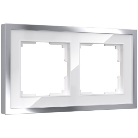 Frame W0022850, 2 Baguette sockets, white silver