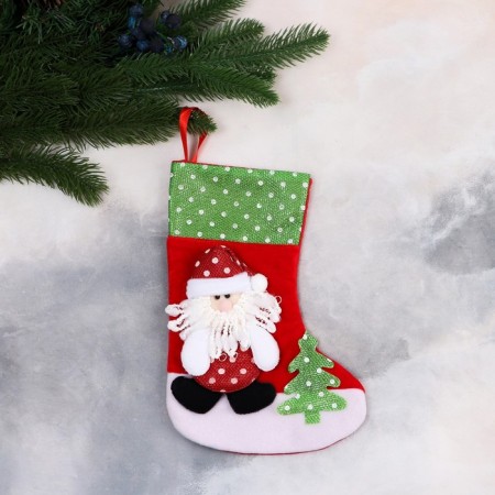 Nosok for gifts "Santa Claus with a Christmas tree" 19x26 cm, red-green-3