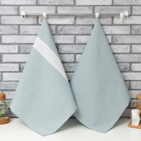 Set of towels "Ethel" 2 pcs, col. gray-blue, 100% cotton, 163 g/m2