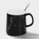 Ceramic mug with a spoon "Black marble", 350 ml, black color