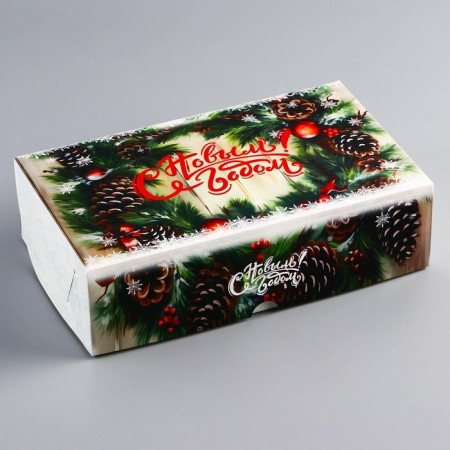 New Year. Folding box, confectionery packaging without a window "Happy New Year!", 25 x 15 x 7 cm-1