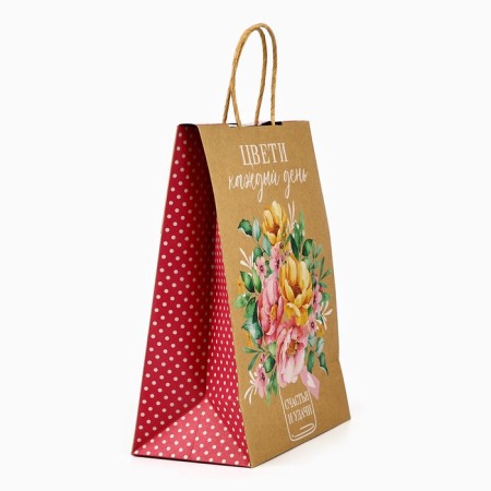 Package with the valve "Bouquet of flowers", craft, glitter, 19.5 × 10 × 25.2 cm-2
