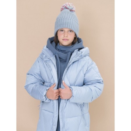Coat for girls, height 134 cm, gray color-7