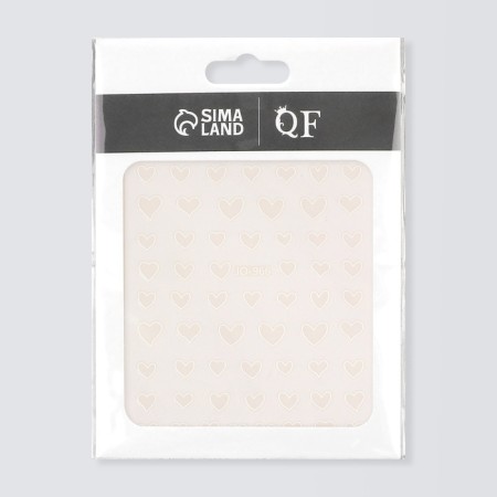 Nail stickers "heart", voluminous, white color-5