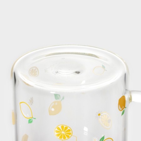 Glass mug with a ceramic lid and pipe "Frutis", 450 ml, color mix-8