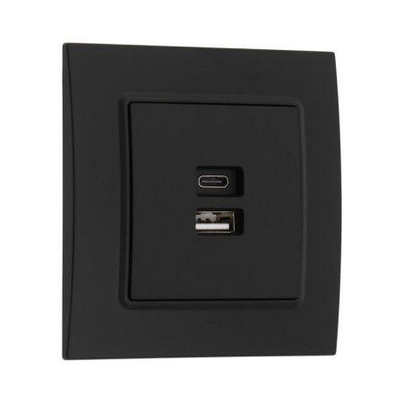Roset with USB-A + USB-C connectors, 2.1 A, 5V, TOT ELEAGANT, hidden, black-1