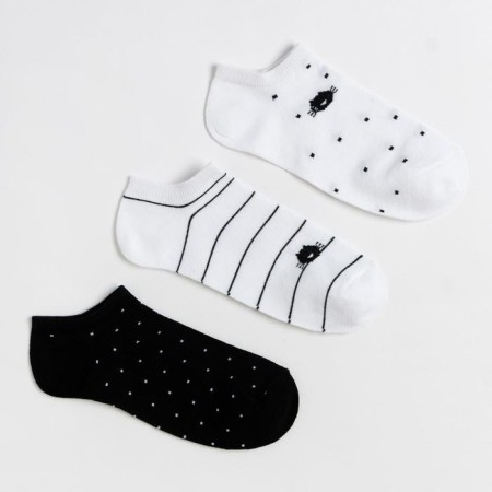 Set of women's socks (3 pairs) minku white/black color, size 36-37 (23 cm)