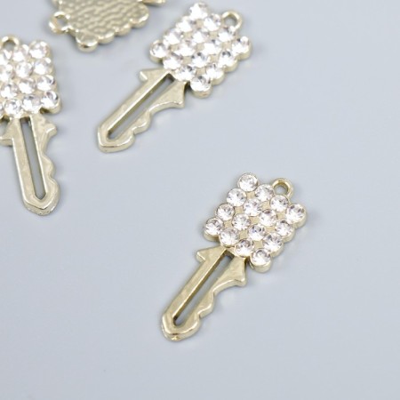 Decor for creativity metal, rhinestones "Key" gold 2.5x0.9 cm
