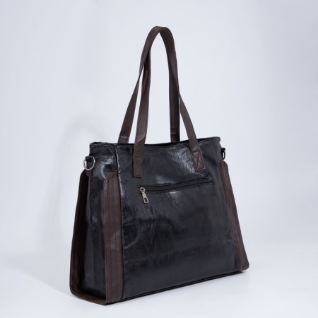Soper bag with zipper, black color-1