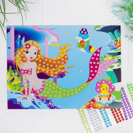 Application with round rhinestones "Little Mermaid and Friends"