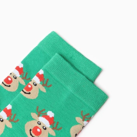 Women's socks New Year deer, green color, size 36-40-1