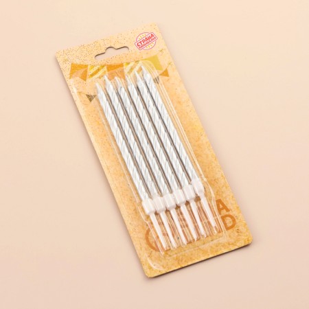 Candles in the Cake "Metallic", 14 cm, 18 pcs, silver-2