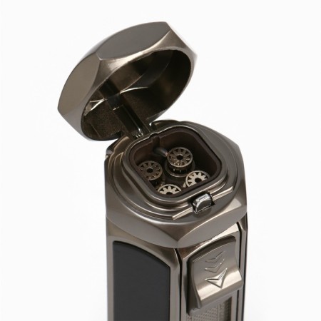 Gas lighter for cigars, 4 no flame nozzles, with wind protection, 8.5 x 2.8 cm-2