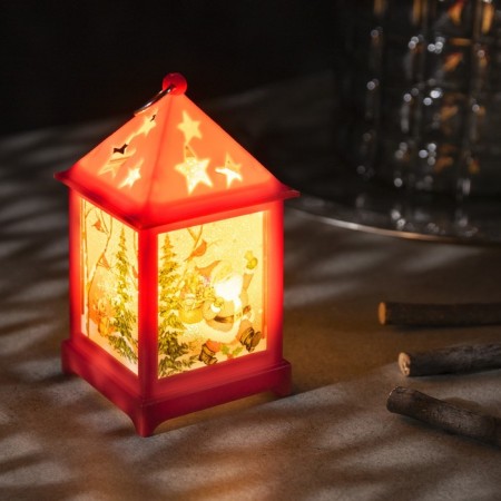 LED figure "Lantern with Santa Claus" 6 × 13 × 6 cm, plastic, batteries AG13x3, glow warm white