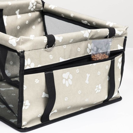 Car Seats for animals 40*30*25 cm, gray with white paws and bones-8