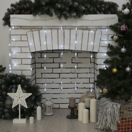Garland "Curtain" 2.5 × 0.65 m with nozzles "Drops", IP20, transparent thread, 50 LED, glow white, 8 modes, 220 V-5