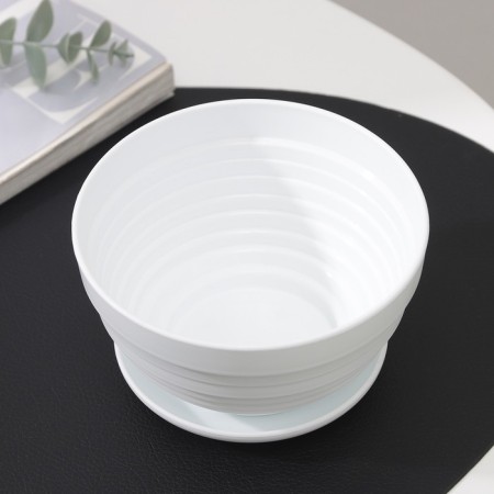 Pot for flowers with a pallet "Alice", 0.5 l, white color-1