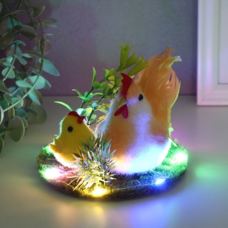 Souvenir polystyrene light “Red -haired chicken with a chicken in the meadow” 14x12.5x11 cm-5