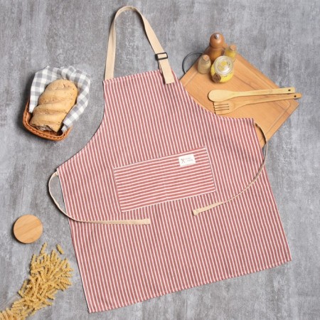 Apron of the Dolyana with a pocket, central red, 70*65 ± 4cm, 100% HL, Rogozhka