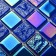 Glass mosaic Bonaparte Bondi Dark Blue-25, 300x300x4 mm