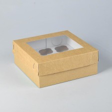 Packaging for cupcakes with a window for 9 pcs, 25 x 25 x 10 cm, set 5 pcs.