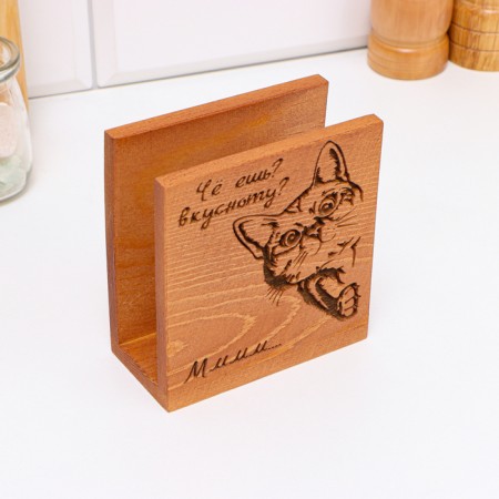 Napkin "cat", 10 x 5 x 11cm, wood, oak-5