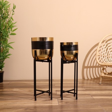 Kashpo on the stand "Twin" metal (set 2 pcs), diameter 23 and 19 cm-1