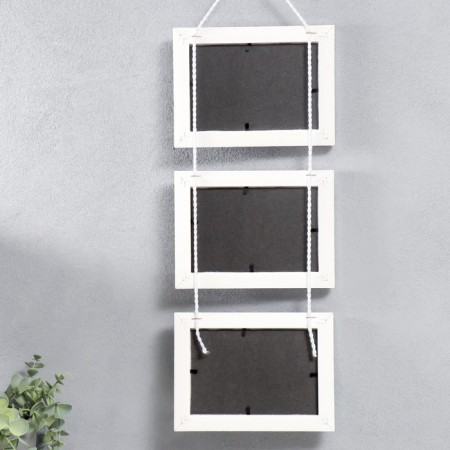 Photo frame in 3 photos 10x15 cm suspended white (plastic screen)-2