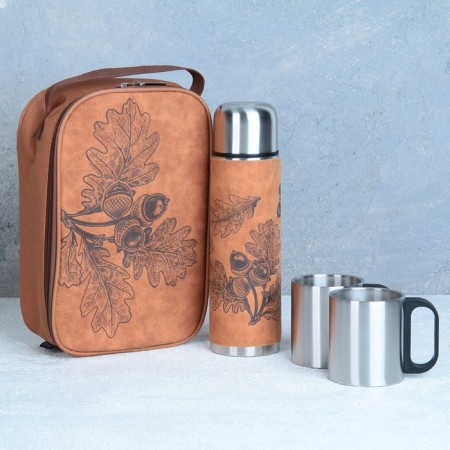 Set "Leaves": Thermos 500 ml, mug 2 pcs