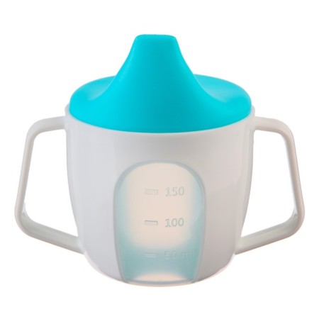 Drunker - a cup 2 in 1 children's training, solid nose, 150 ml., With handles, blue color-2