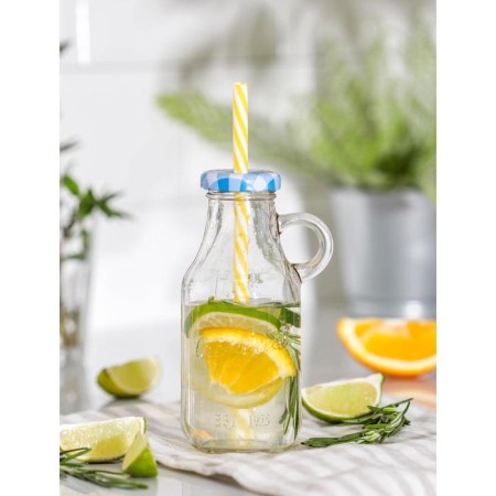 Glass bottle with a lid and a tube, 200 ml, 7.5 × 6 × 14.5 cm, color mix-4