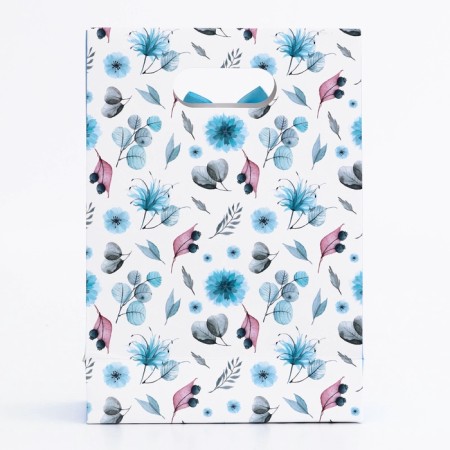 Gift box-package, packaging with a cut handle, "blue cornflowers", 14 x 6 x 21 cm-1