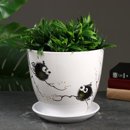 Flower Pot "Birds" 5 l, white