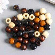 Set of wooden beads, 10x12 mm, (set 40 pcs) mix