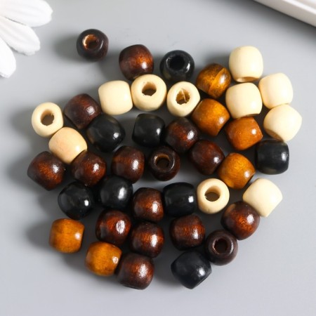 Set of wooden beads, 10x12 mm, (set 40 pcs) mix