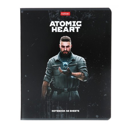 Notebook of 48 sheets in the "Atomic Heart" cage, cover coated cardboard, rounded angles, block 65 g/m2, 5V, mix-4