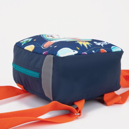 Baby backpack on a zipper, a reflective strip, blue color-4