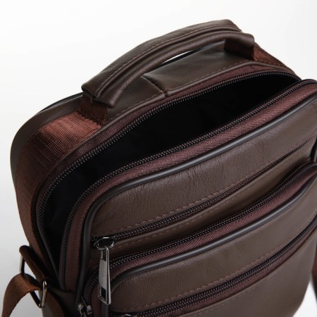 Male bag on lightning, long belt, brown color-4
