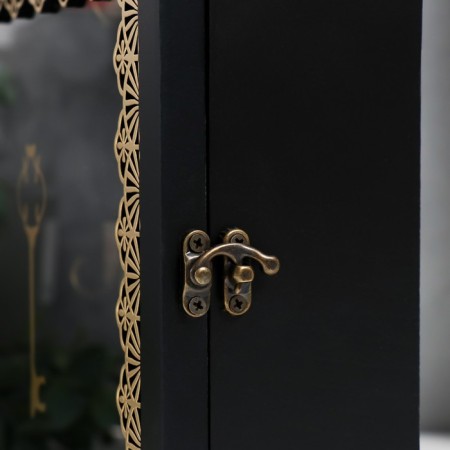 Klyuchnitsa tree 7 hooks "House. Patterns. Key" Black with gold 22x8x30 cm-2