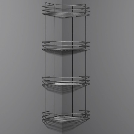 Bathroom shelf is an angular 4-tier, 20.5 × 20.5 × 72 cm, color chromium-7