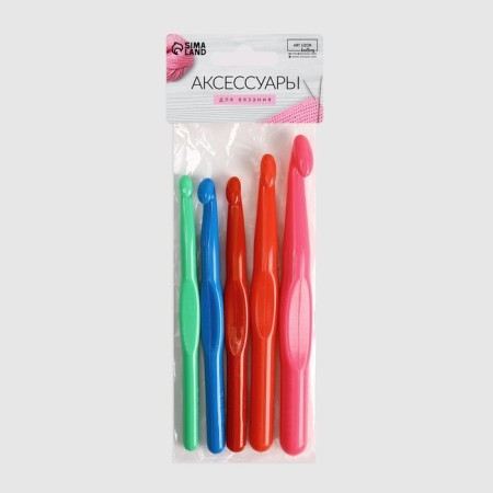 A set of hooks for knitting, d = 8/9/10/12/15 mm, 5 pcs, color colorful color-5