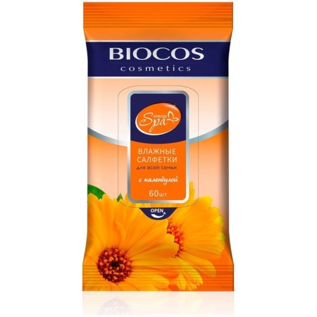Wet napkins Biocos "calendula", for the whole family, 60 pcs.