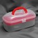 Container for storing little things, 7 departments, 27.8 × 12 × 13 cm, the color is transparent/red